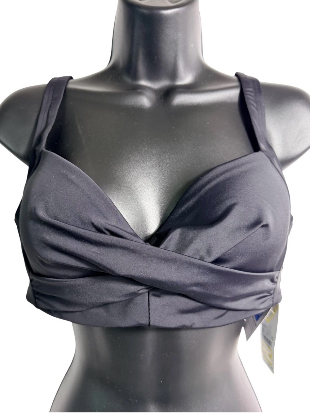NWT Lands' End Women’s UPF 50 Underwire Twist-Front Bikini Top- Black Size 6